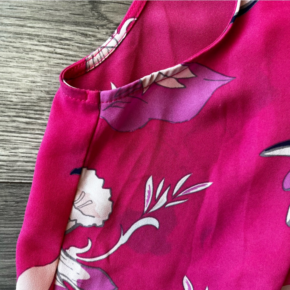 Elaine Rose Women’s Sleeveless High Low Pink Floral Blouse Size Medium - Picture 6 of 6